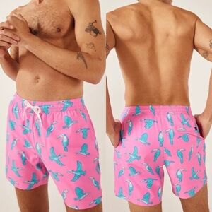 CHUBBIES The Toucan Do Its Classic Swim Trunk 5.5” Pink Blue Beach Size Large